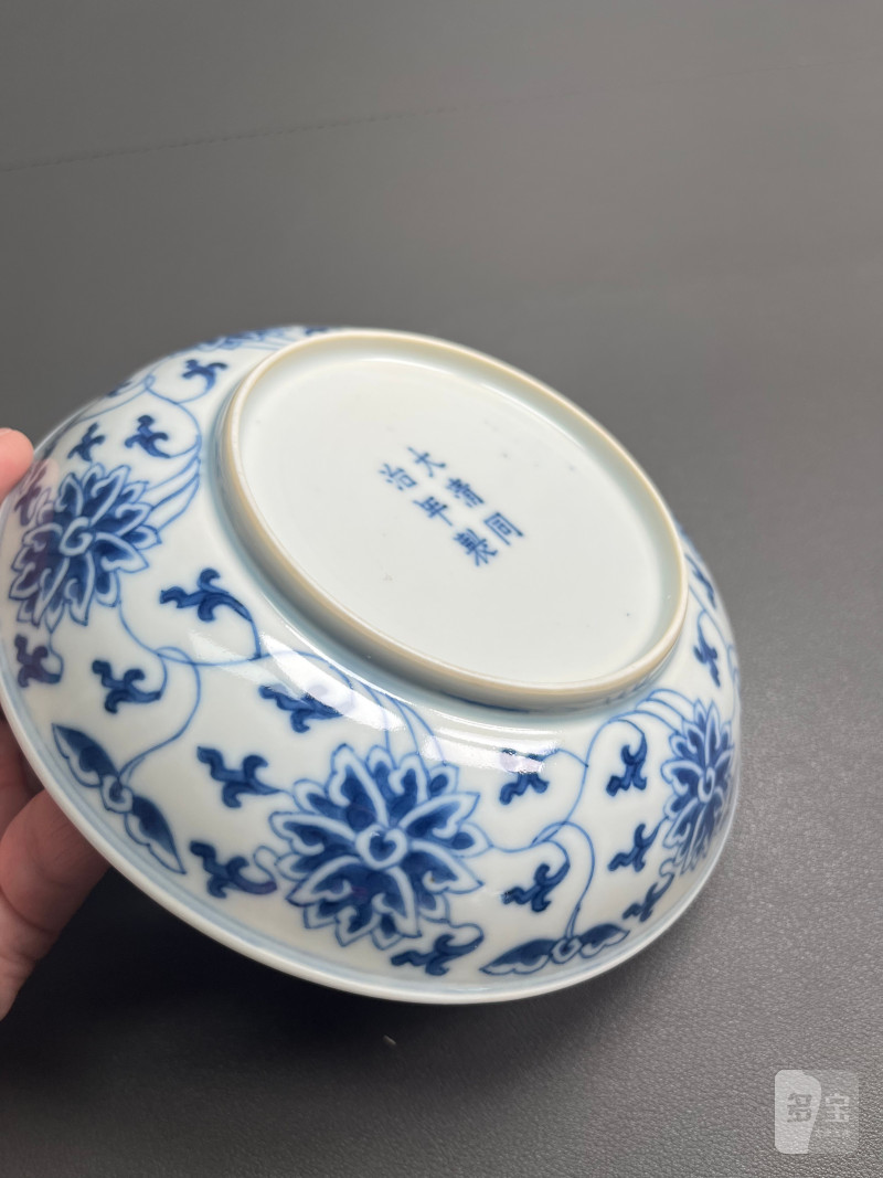 清同治  青花缠枝莲纹盘（一对） - 图21